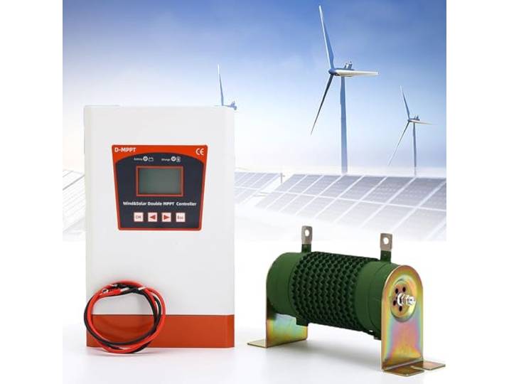 Dual MPPT Hybrid Laderegler für Windkraft und Solar, 12V/24V/48V Controller mit Entladeeinheit, Universell für Blei-Säure & Lithium Akku, IoT Fernüberwachung via Bluetooth, Haus & Straßenbeleuchtung