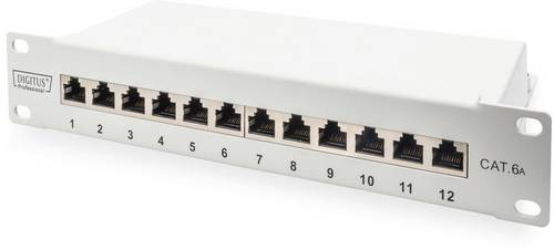 Digitus DN-91612S-EA-G 12 Port Netzwerk-Patchpanel 254 mm (10 ) CAT 6a 1 HE Bestückt