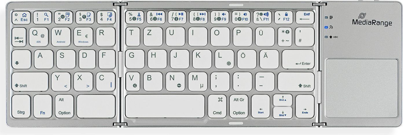 MediaRange MROS133 Draadloos opvouwbaar toetsenbord - Zilver