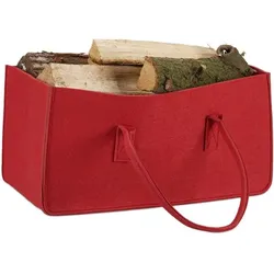 relaxdays Kaminholztasche Filz rot rot