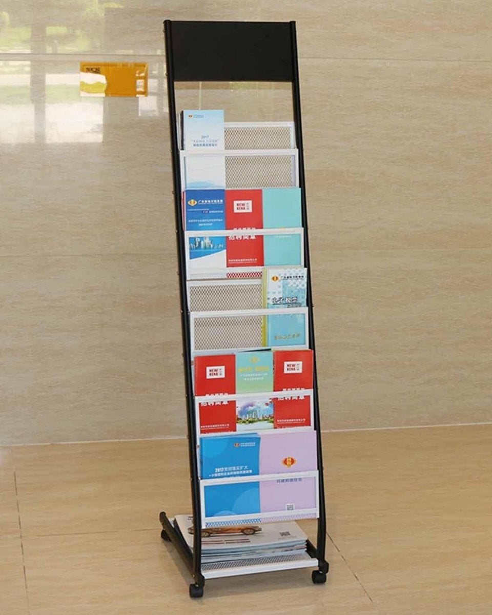 Staand Magazijnrek Brochurehouder met Wielen - Hoogte: 132 cm