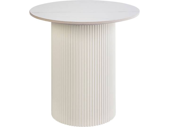 BELIANI Beistelltisch Hellbeige Gesinterte Steinplatte Metallfuß ø 50 cm Natürlicher Look Modernes Design Wohnzimmer