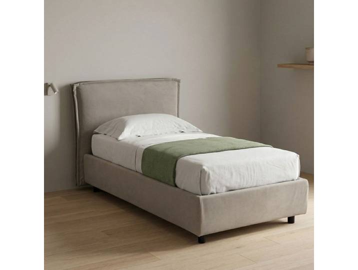 Lit simple Brozolo Dmora en tissu gris taupe