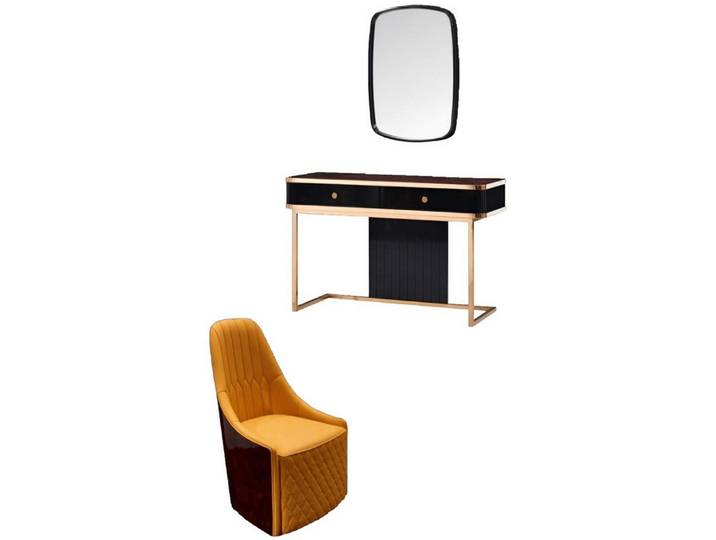 Xlmoebel Schminktisch Luxuriöser Schminktisch mit Spiegel und Stuhl in Weiß (3-tlg. Set (Schminktisch + Stuhl + Spiegel), 3-St., 3tlg.Set (Schminktisch + Stuhl + Spiegel), Hergestellt in Europa