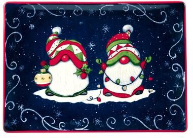 "Certified International Holiday Magic Gnomes 14"" x 10"" Rectangular Serving Platter"