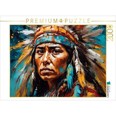 CALVENDO Puzzle Junge amerikanische Ureinwohnerin mit Kopfschmuck | 2000 Teile Lege-Größe 90x67cm Foto-Puzzle für glückliche Stunden