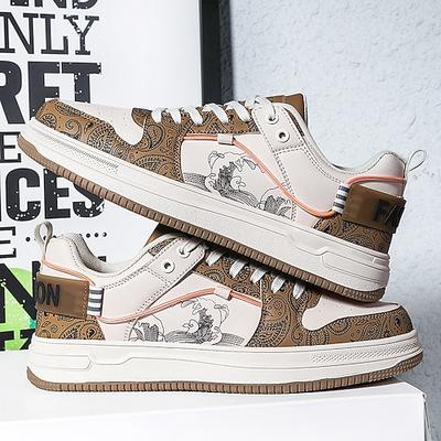 Modische Herren-Sneaker – Retro-inspirierte Muster, Kunstledermaterial, ideal für Freizeitausflüge und Abenteuer in der Stadt