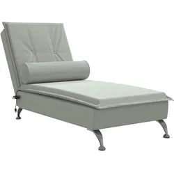 vidaXL Massage-Chaiselongue mit Nackenrolle Hellgrau Samt