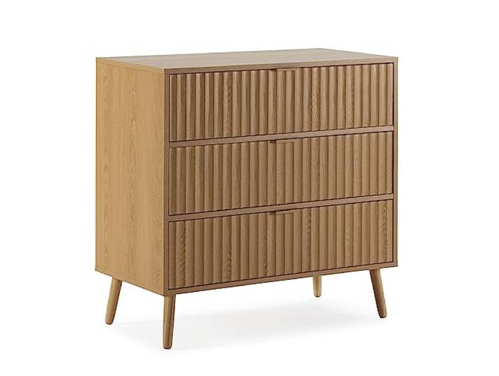 HOMN LIVING Kommode Lluvia 3 Schubladen Eichenoptik, 80 cm (Breite) x 40 cm (Tiefe) x 80 cm (Höhe)
