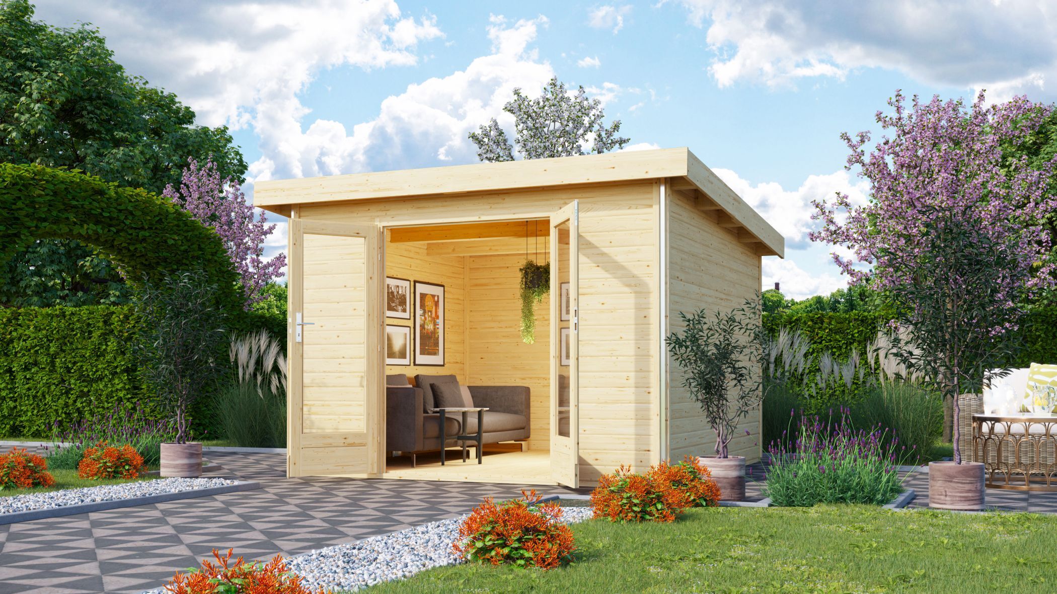 Karibu Gartenhaus Gerätehaus Radeburg 1 naturbelassen 309x309x229,5 cm