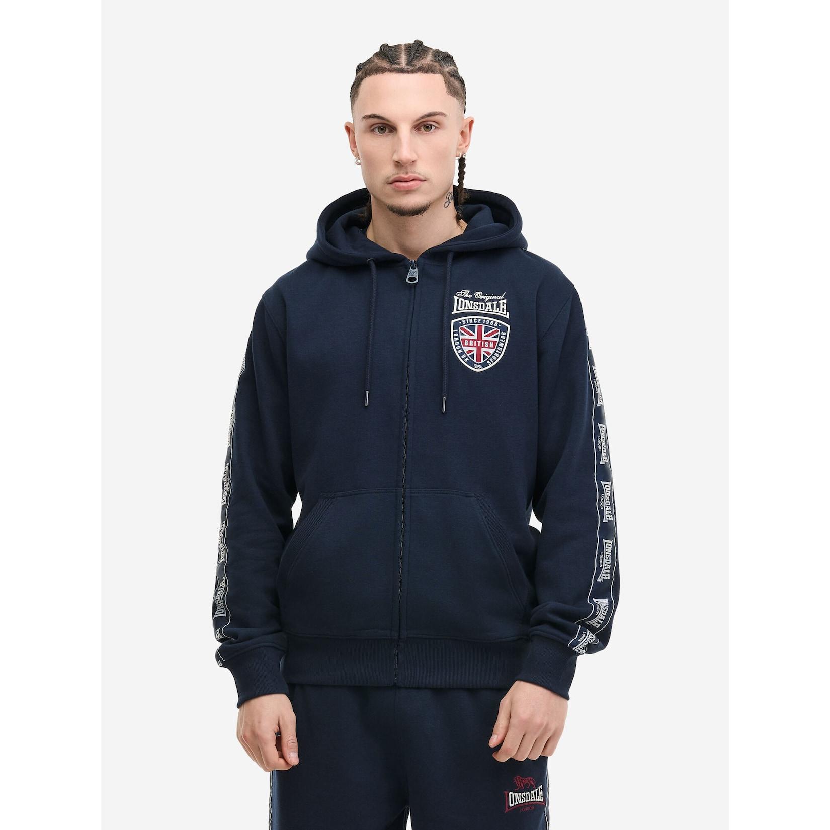 Lonsdale Herren Kapuzensweatjacke mit Reißverschluss normale Passform MATFEN