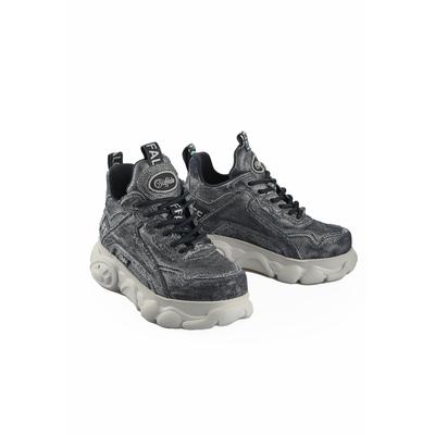 Trainingsschuh BUFFALO "Buffalo Cld Chai Vegan Denim", Damen, Gr. 40, blau, silber, Textil, unifarben, Schuhe