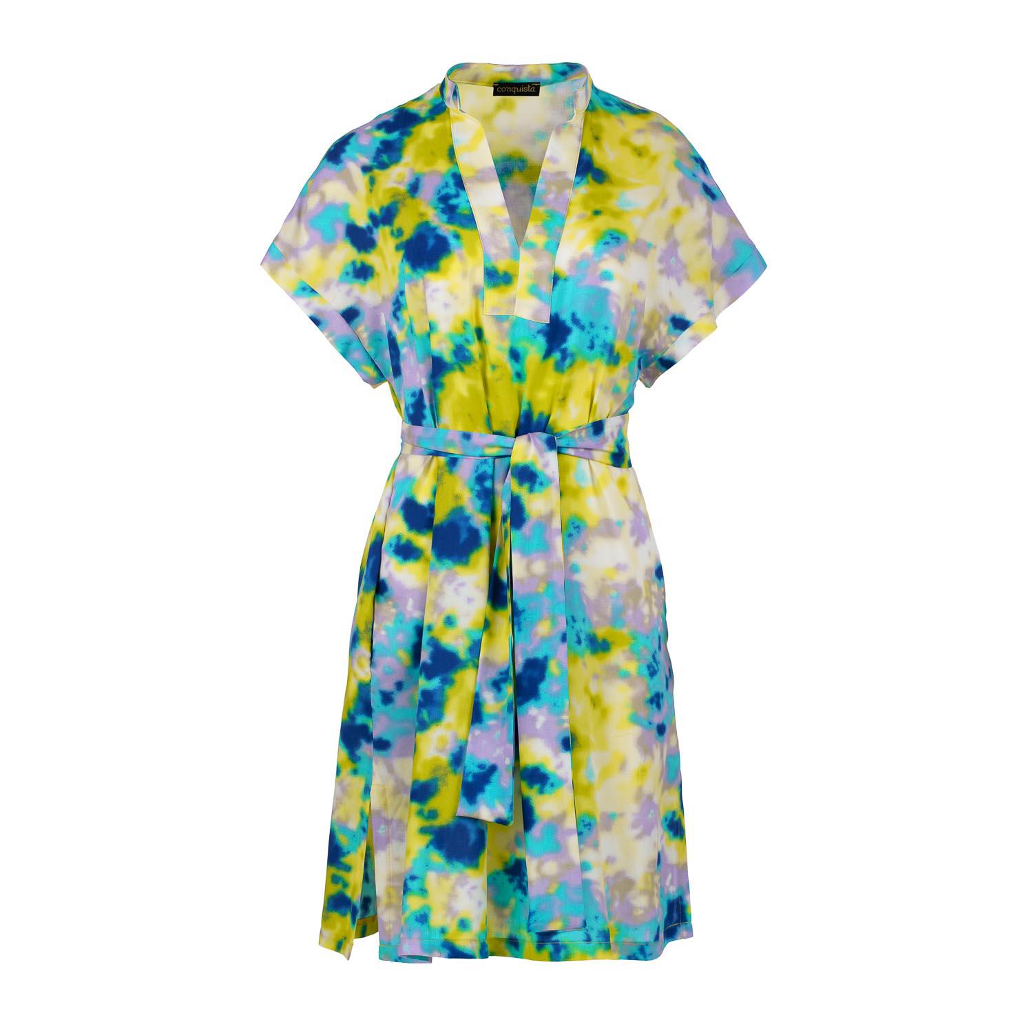 Abstraktes Printkleid mit Schlitzen
