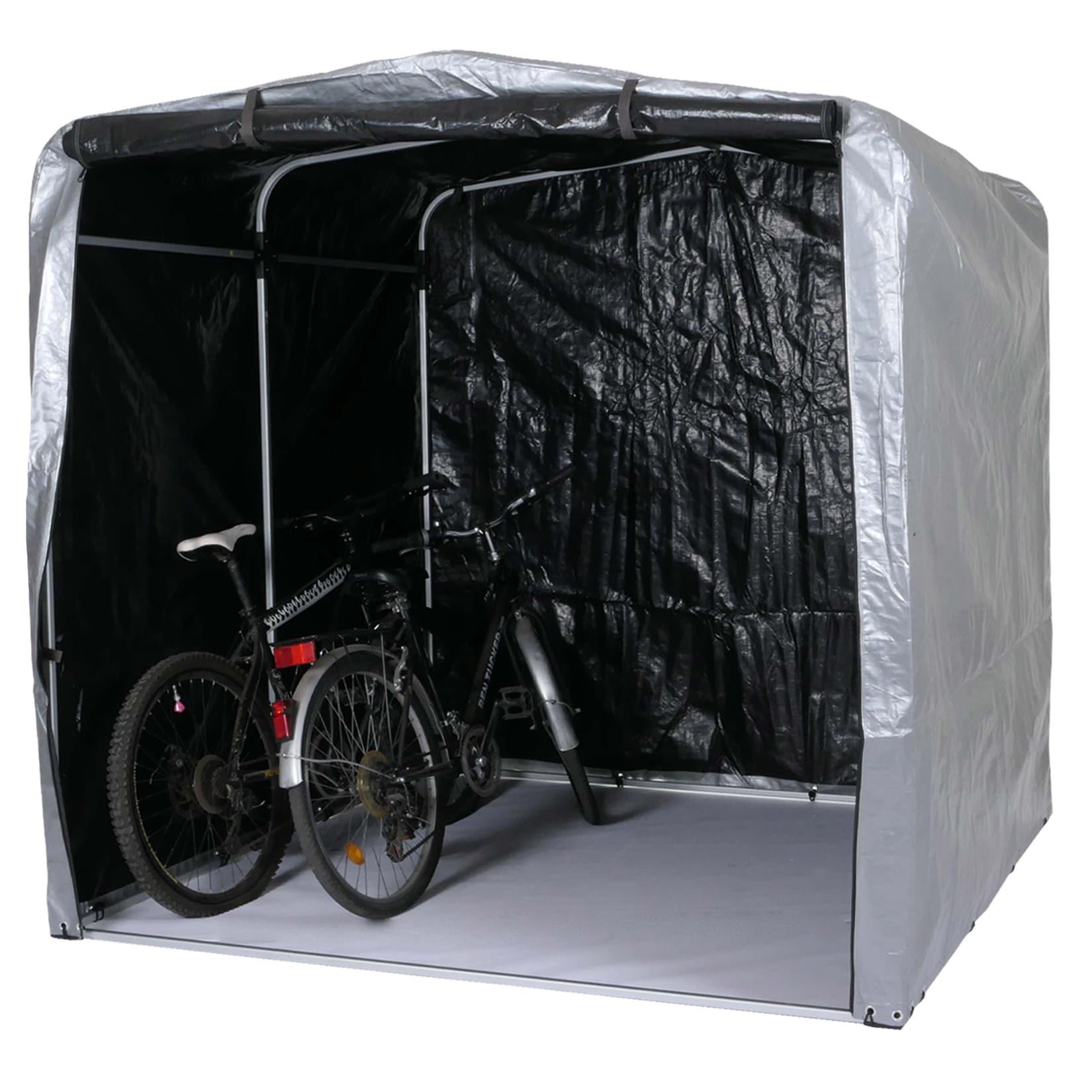 Fahrradgarage MCW-N61, Foliengarage Aufbewahrungsgarage Garagenzelt, Alu UV-Schutz wasserfest, 201x201x201cm ~ silber