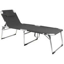 Lex XXL Aluminium Gartenliege Sonnenliege gepolstert mit Kopfkissen klappbar 200 cm Anthrazit : Anthrazit