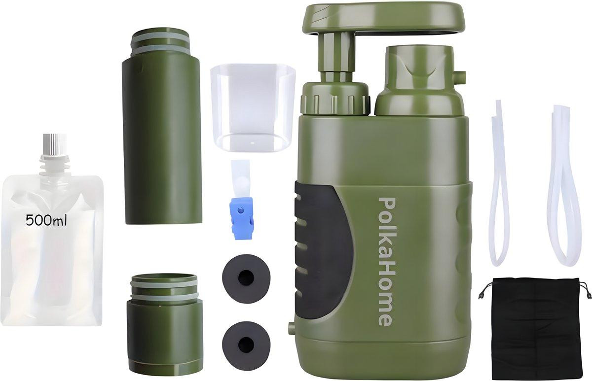 PolkaHome Waterfilter Survival - Waterzuiveringsapparaat voor Outdoor en Survival - Filtert 10000L