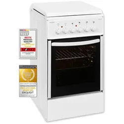 Exquisit EH 10.3 F2 Elektro-Standherd | Ober-/Unterhitze, |Backofen-Volumen: 51 l | EEK:  A |Weiß