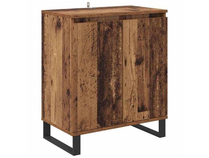 Buffet moderne en bois d'ingénierie - - 60x35x70 cm - Bois ancien - 2 portes - Pieds en fer