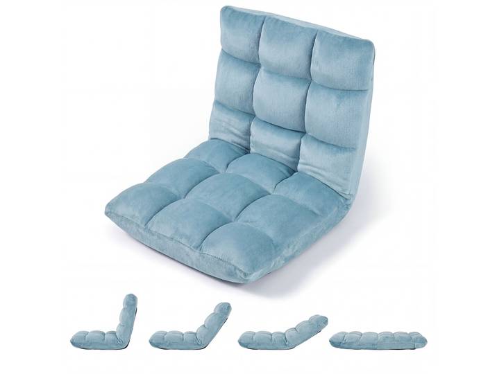Fauteuil De Sol Pliable En Flanelle\, Canapé Paresseux Tatami Convertible Dossier Réglable 14 Positions\, Vert\, 66\,5 X 53 X 53 Cm