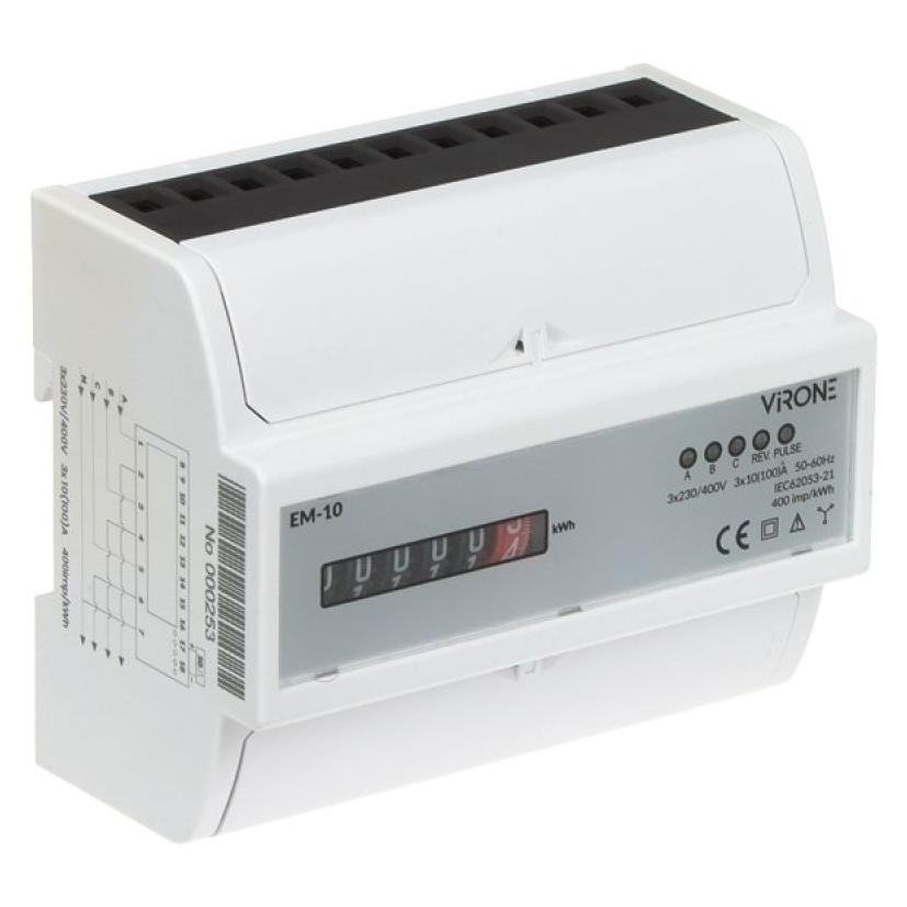 Orno 3-fazowy analogowy wskaźnik zużycia energii elektrycznej, 100A, 7 modułów, DIN TH-35mm (EM-10)