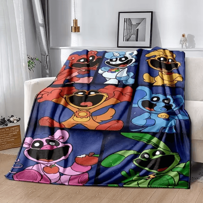 Inspire Curations Smiling Critters Cartoon Soft Flannel Throw Blanket p7 150x125cm 60x50in S