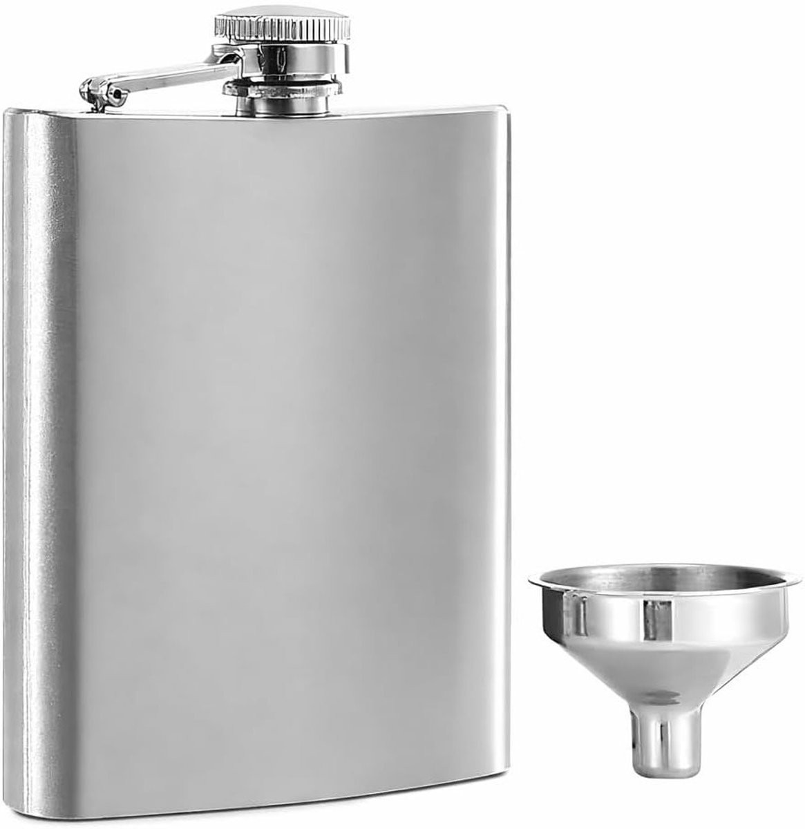 Lekvrije roestvrijstalen heupfles van 8 oz inclusief trechterset voor mannen en vrouwen