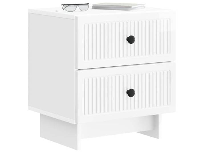 KTHLBRH Nachttisch weiß glänzend 43 x 34,5 x 47,5 cm Holztechnik, Vintage-Design, großer Stauraum, für Schlafzimmer oder Wohnzimmer
