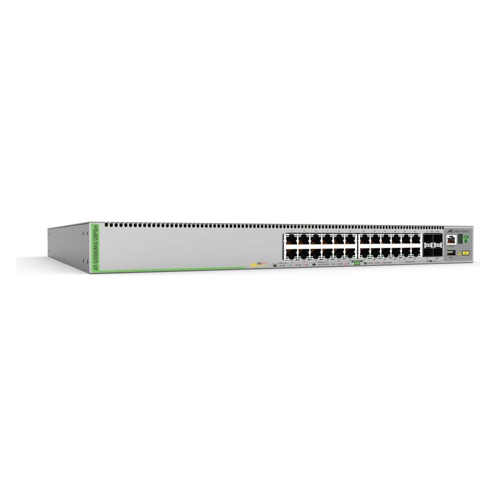 Allied Telesis L3 STACK SWITCH 20X10/100/1000- (28 Ports) (AT-GS980MX/28PSM-50)