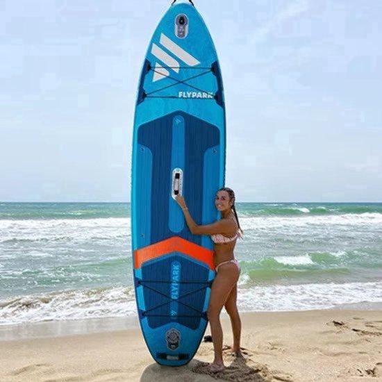 Aufblasbares Stand-Up-Paddleboard, leuchtendes Grün - 11 Fuß lang, extra breit - 35 Zoll Breite - aus PVC - Touring-SUP-Board