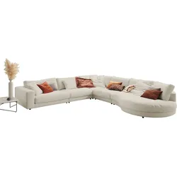 Ecksofa 3C CANDY "Enisa II, bequem und komfortabel, Mega Familiensofa, L-Form", beige (nature), B:225cm H:86cm T:395cm, 85% Polyester, 15% Viskose, Sofas, Ecksofa, incl. 3 Flatterkissen, wahlweise mit Flecken-Schutz-Bezug Easy care
