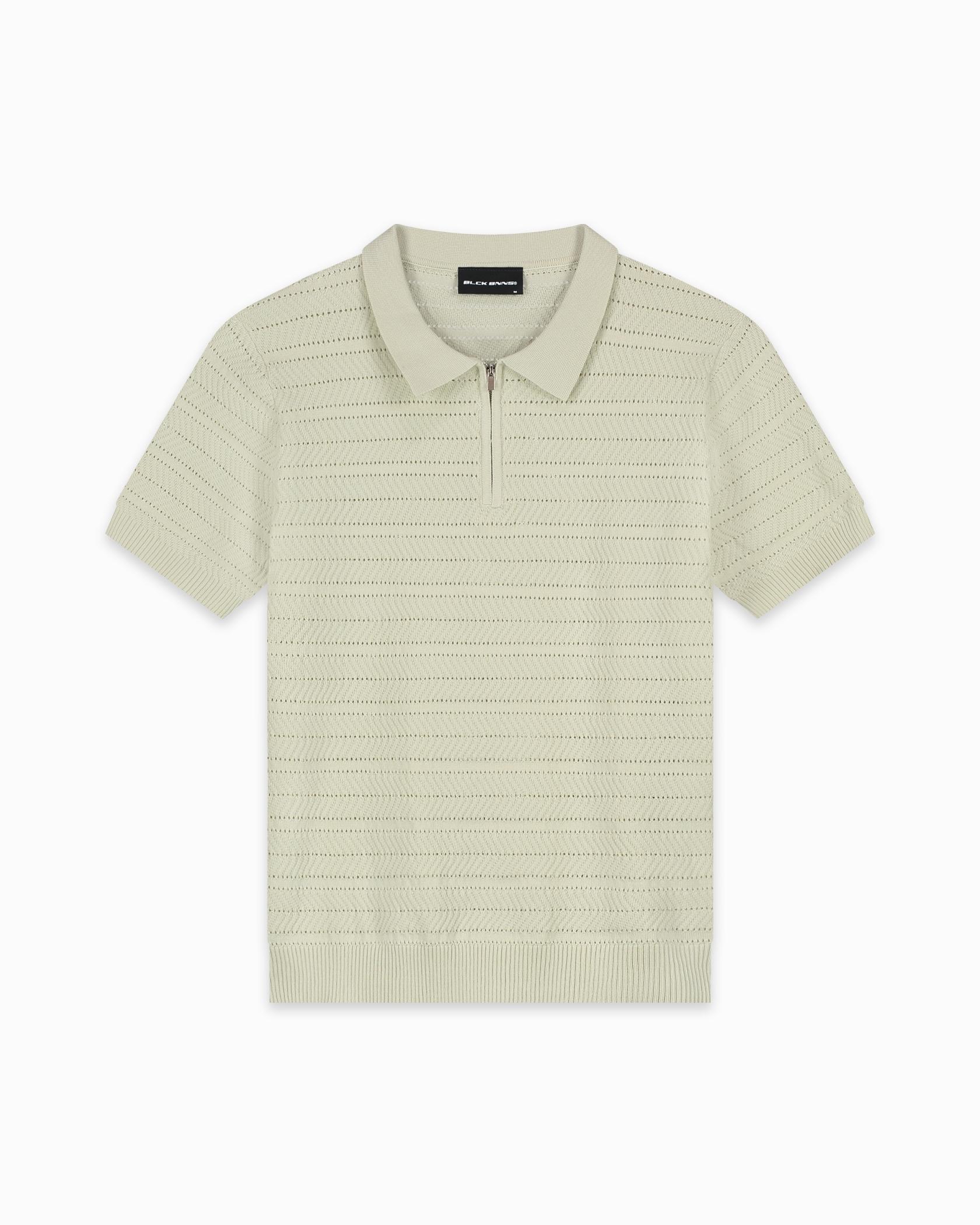 Black Bananas Texture Zip Polo,