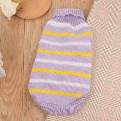 Inspire Picks Knitted Turtleneck Cat Sweater For Winter Warmth & Holiday Style purple m