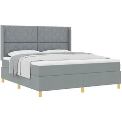 vidaXL, Boxspringbett, Boxspringbett Mit Matratze Stoff Hellgrau (180 x 200 cm)