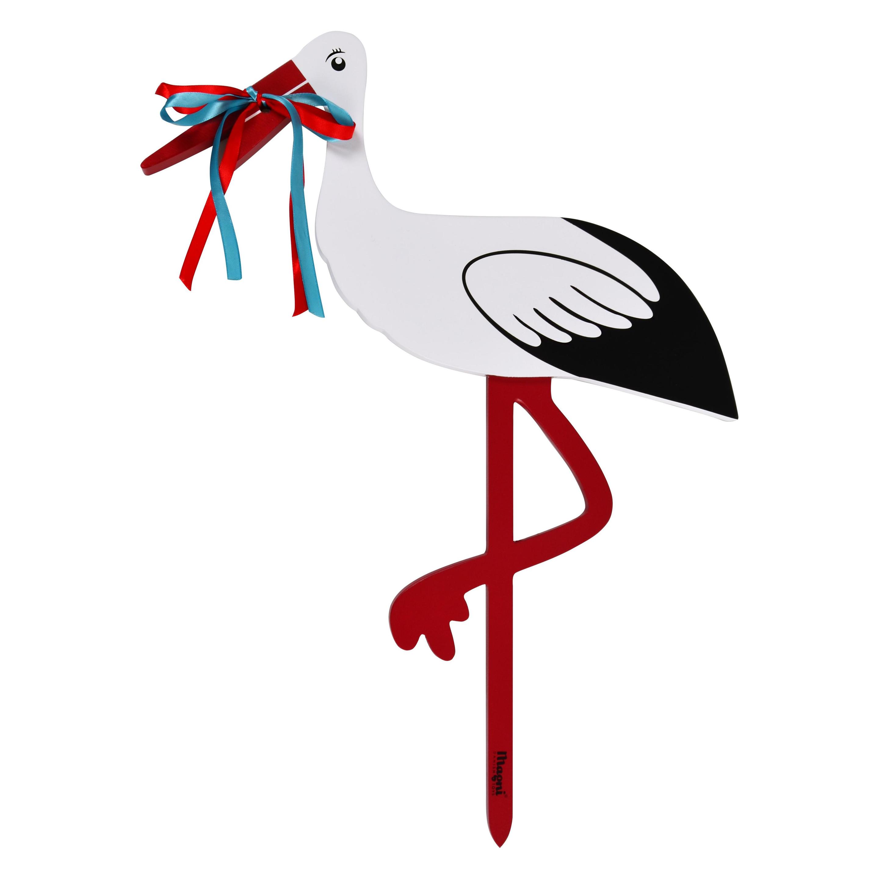 Magni Birth Stork - Red and Blue - Large, 80 cm (2505)