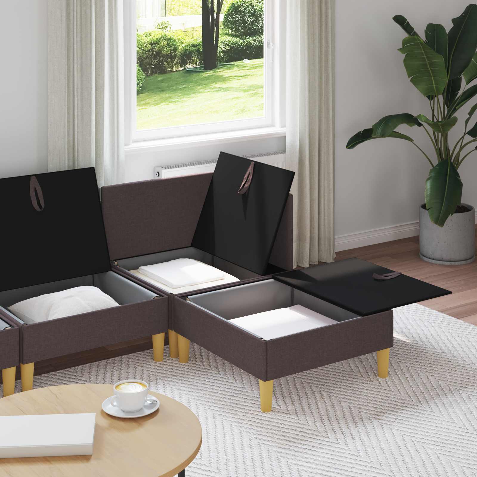 vidaXL Modular Sofa Set with Storage 4 pc Marron foncé