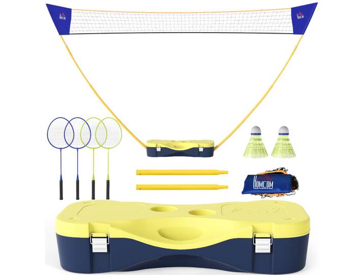 Homcom Badmintonnetz, Kunststoff, Gelb/Blau, 286L x 33B x 157H cm, 33x286 cm, Freizeit & Co, Sport & Fitness
