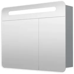 Spiegelschrank 80 cm, 2 Türen, 2x Scharnier, LED-Beleuchtung, Steckdose+Schalter, IP44 GALPIR80LED