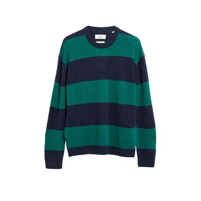 Wollpullover S.OLIVER, Herren, Gr. XL, grün (blau), Strick, Obermaterial: 100% Wolle, bequem hüftbedeckend, Rundhals, Flachstrickbündchen, 20_2_6_Pullover, im Colorblocking-Look / Wolle