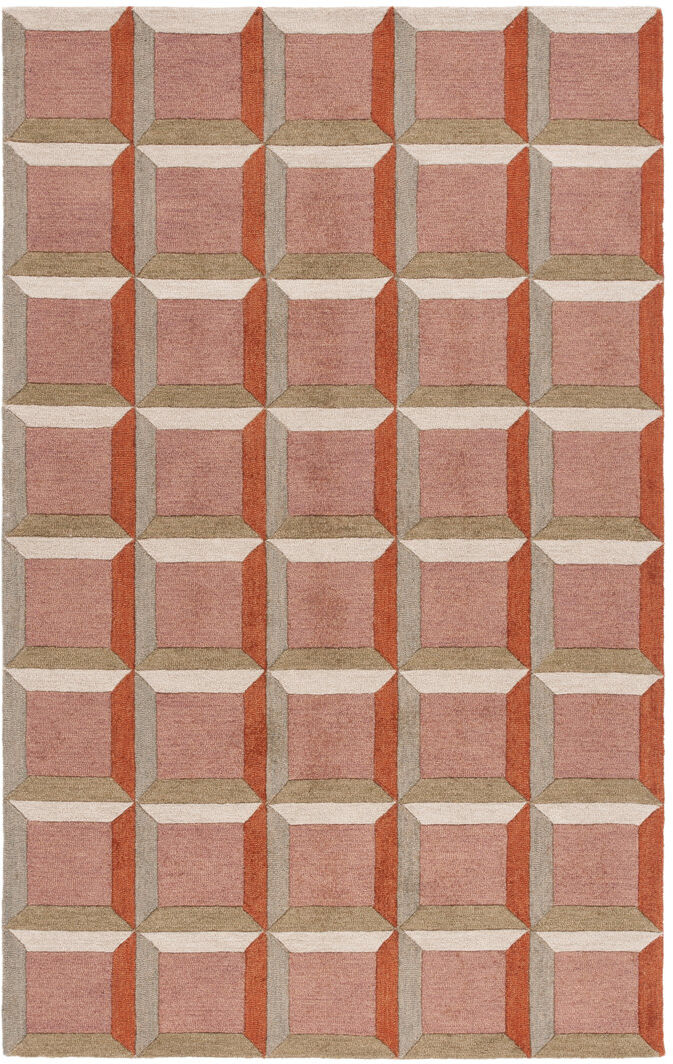 Metro Genre Geometric Area Rug In Pink / Beige Pink;Beige Runner 69 x 213 cm