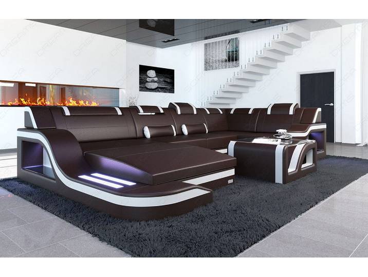 Wohnlandschaft Palermo U-Form in Leder