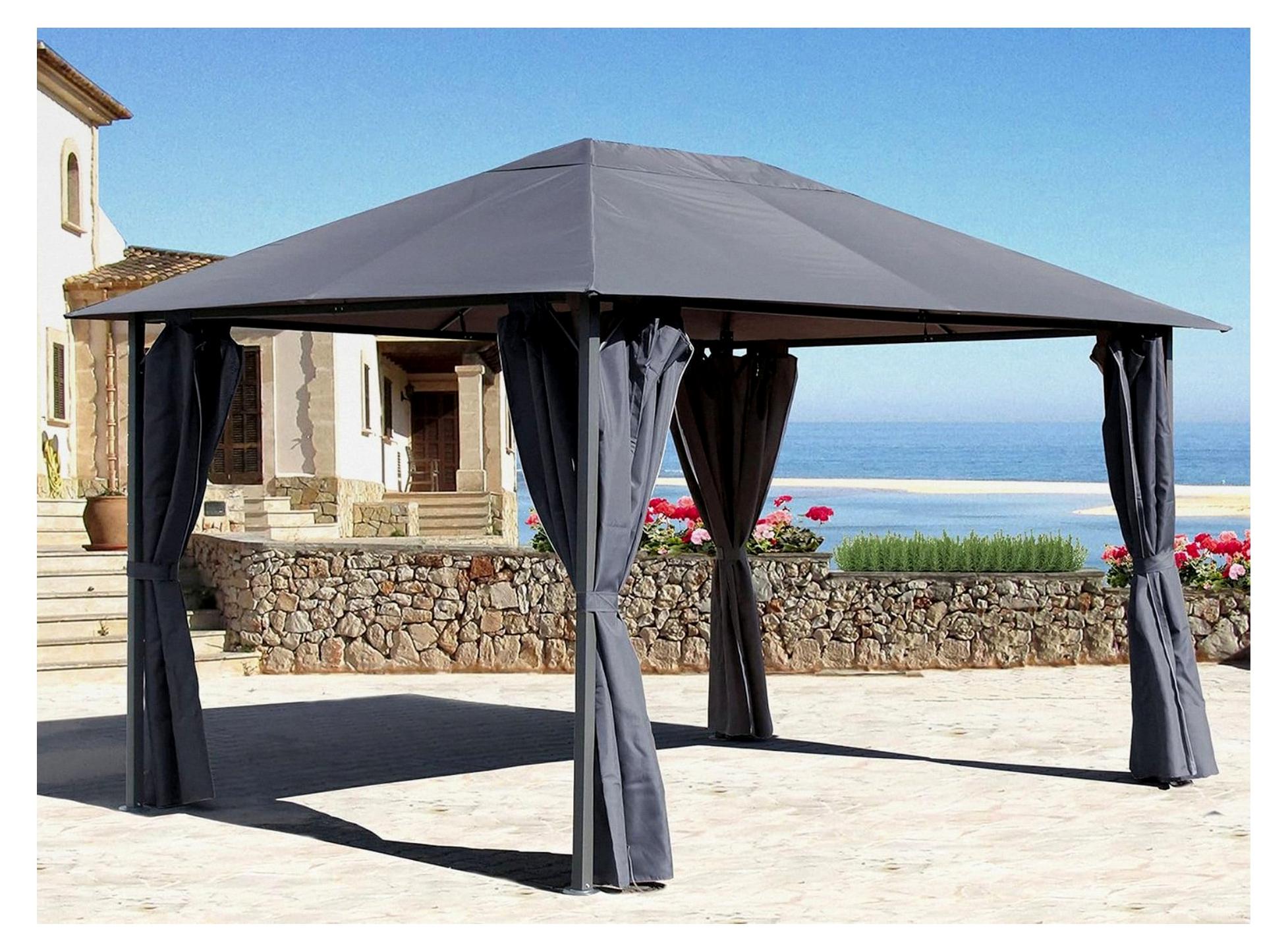 Metall Gartenpavillon 3x4m Grau mit 4 Seitenwänden