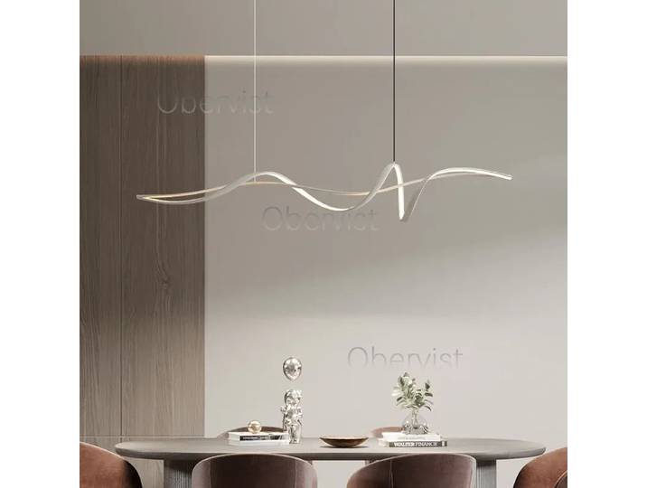 Nouveau Lustre LED en Forme de Ruban pour Îlot de Cuisine, en Aluminium, Design Simple, pour Salon, Maison, Décoration Intérieure, Éclairage de Table