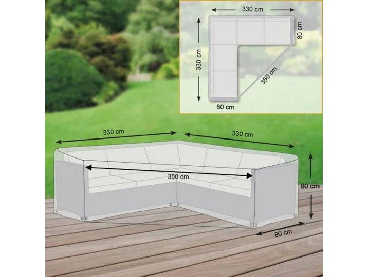 Premium Schutzhülle „19“ für Garteneck-Lounge XL Trapez, 330 x 330 cm Grau LLR Collection