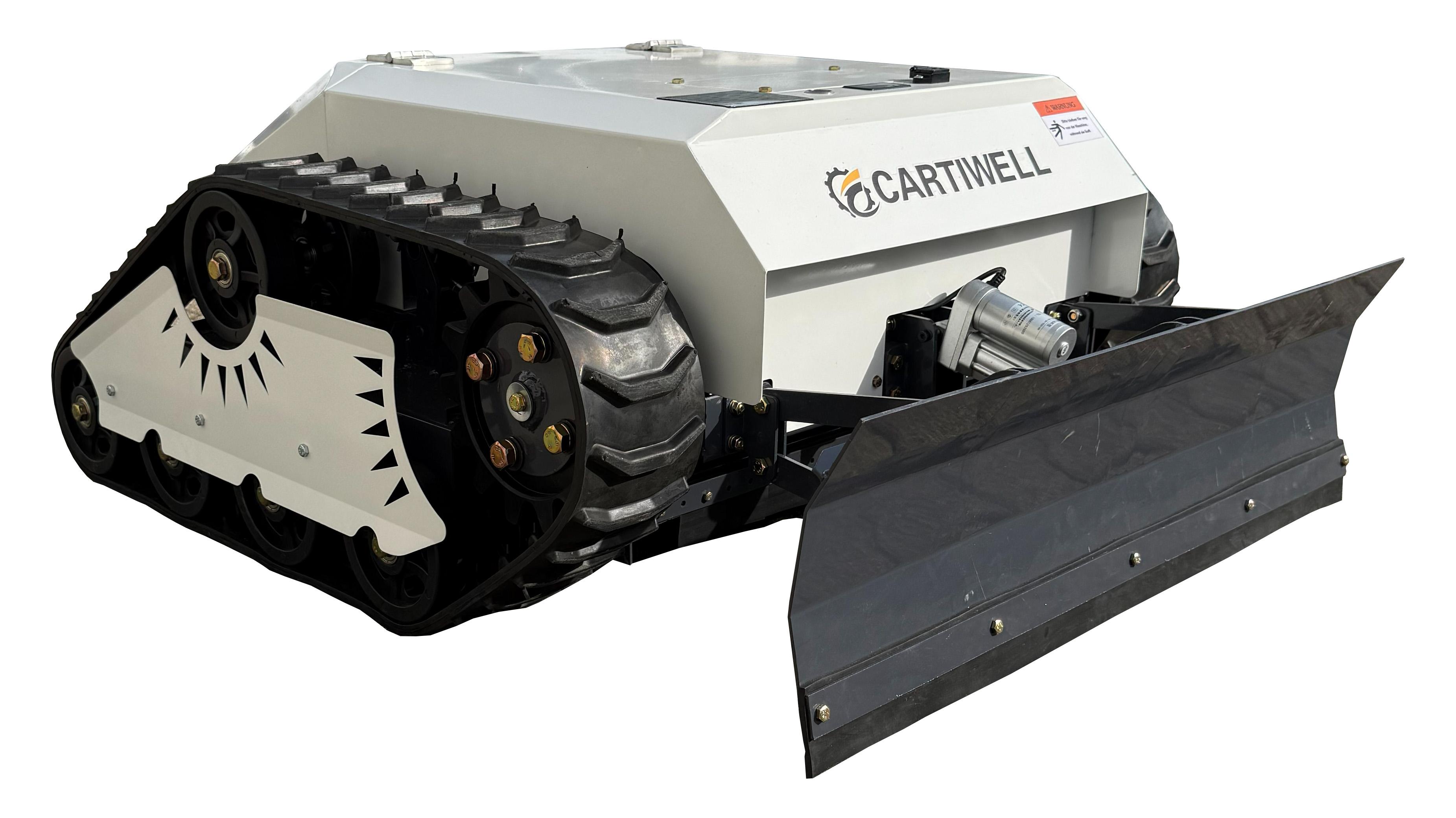 Ferngesteuerter Elektro Rasenmäher CW-500E mit Kettenantrieb und Schneepflug