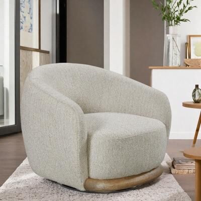"35"" Fabric Swivel Base Accent Chair with 360° Swivel and Sinuous Spring Support and Dacron-Wrapped Seat Cushion"