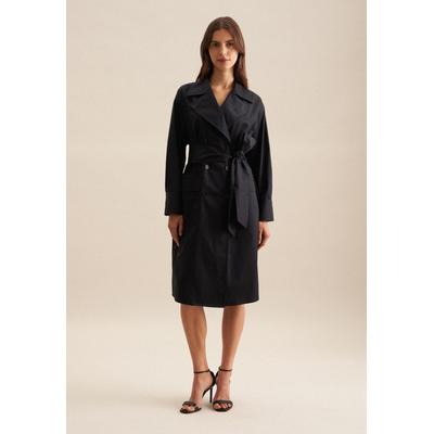 Blusenkleid SEIDENSTICKER "Schwarze Rose", Damen, Gr. M (38), Normalgrößen, schwarz, 100% Baumwolle, unifarben, oversize, V-Ausschnitt, Kleider Blusenkleid, V-Neck Uni