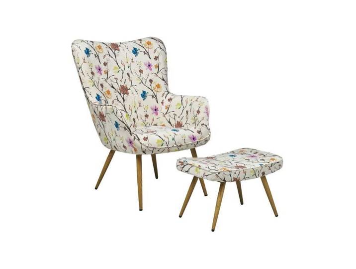 Fauteuil - BELIANI - VEJLE - Tissu polyester - Bois d'hévéa - Multicolore