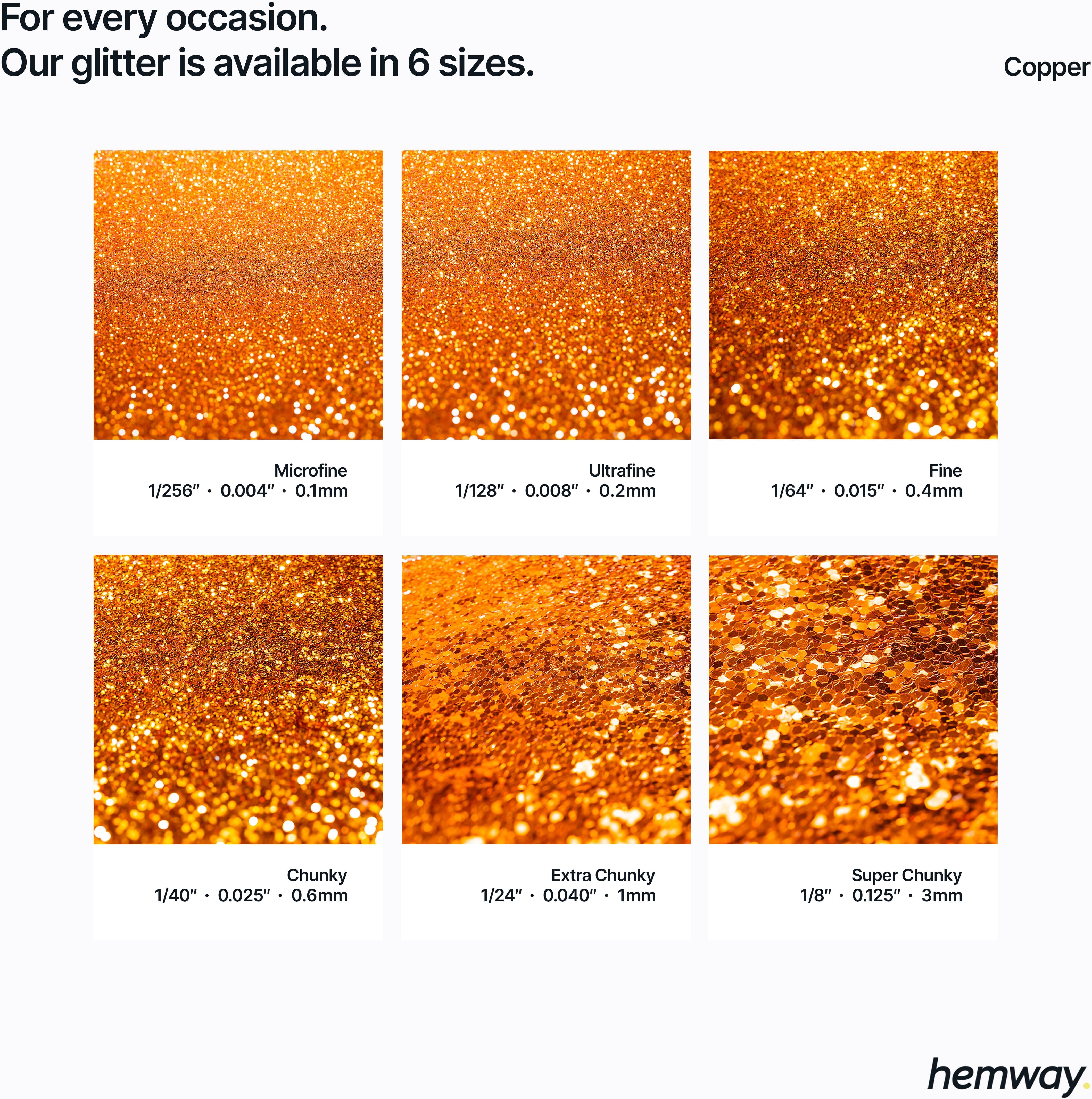 Hemway Craft Glitter Shaker 130g / 4.6oz   Copper   Epoxy Resin, DIY, Tumbler, Decoration - Copper - Fine 130g