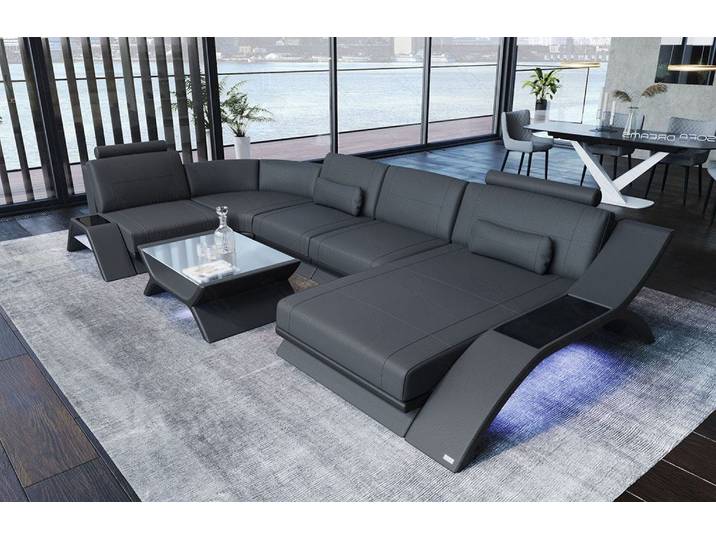 Designsofa Calabria U-Form aus Leder