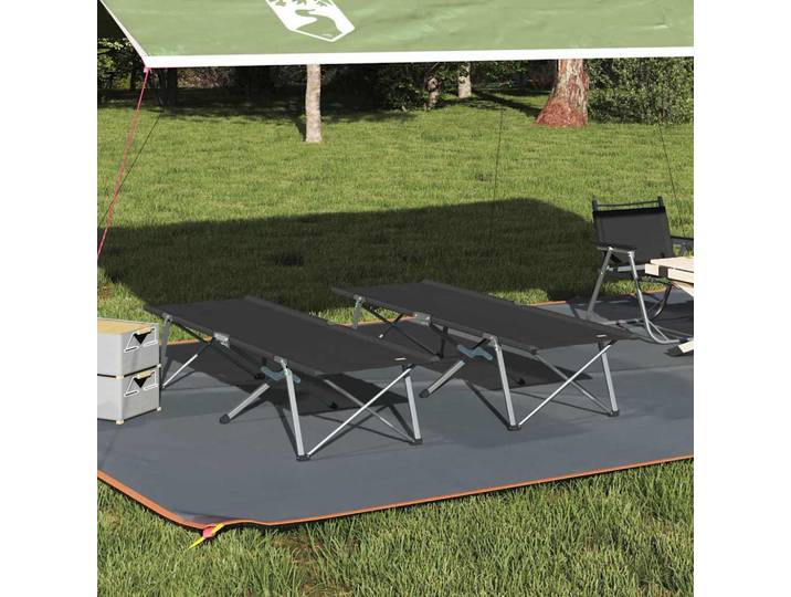 vidaXL Klapp Schlafbett fürs Camping 2 stk. Schwarz Oxford und Stahl